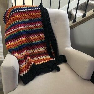 Vintage Handmade Colorful‎ Crochet Granny Afghan